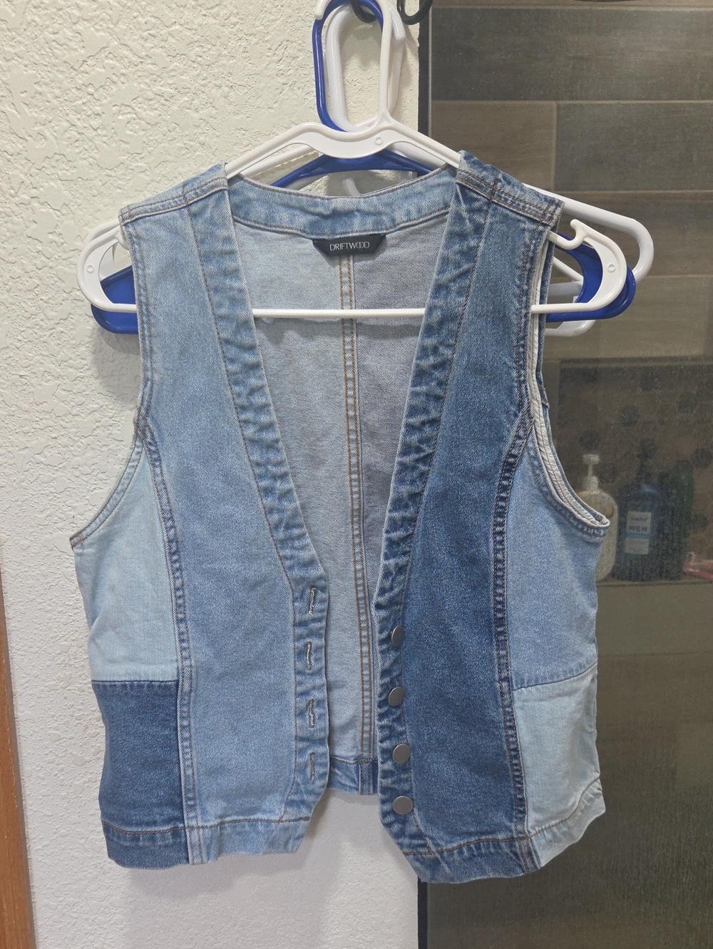 DRIFTWOOD Two-Tone Blue Denim Button-Down Vest
